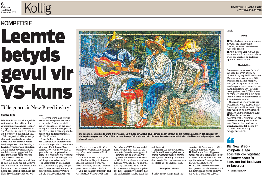 Netwerk24 and Volksblad: Gap filled just in time for Free State artists